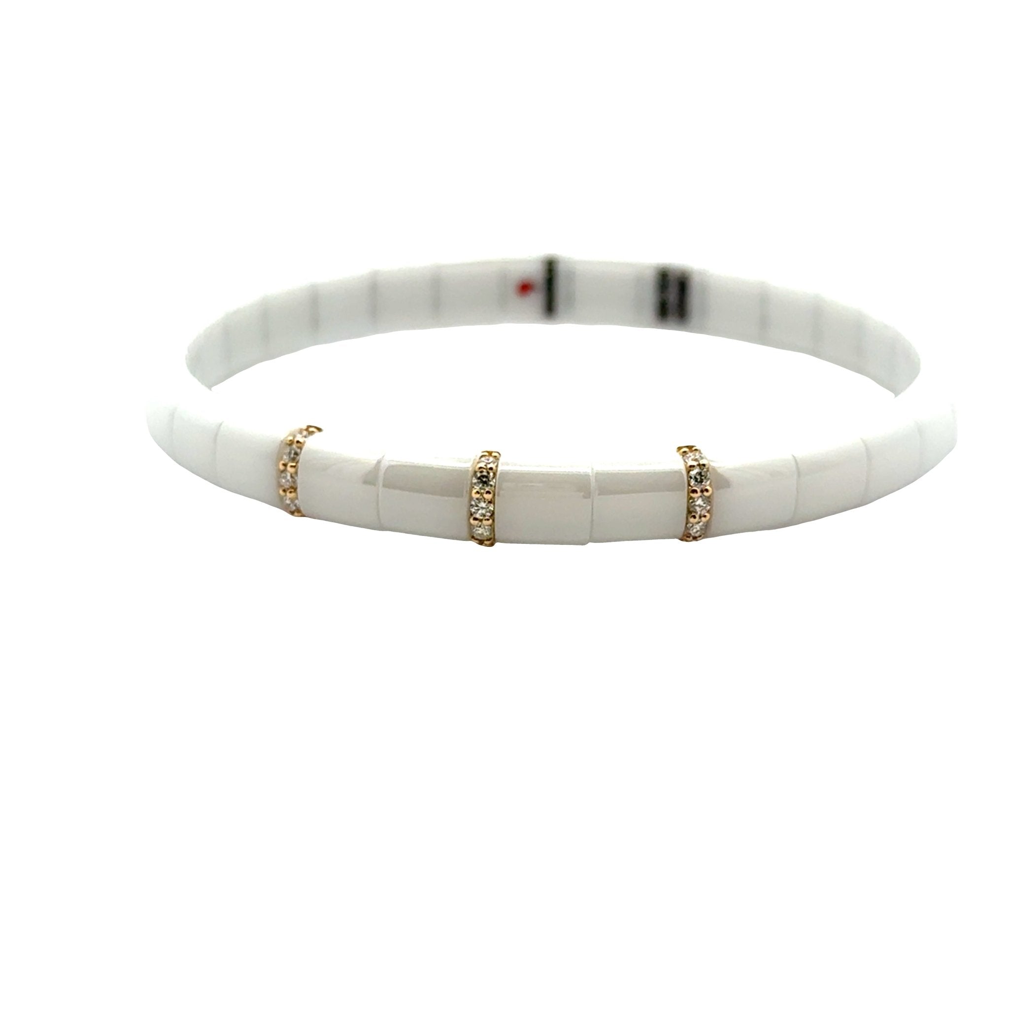 White Ceramic Stretch Bracelet - Kelly Wade Jewelers