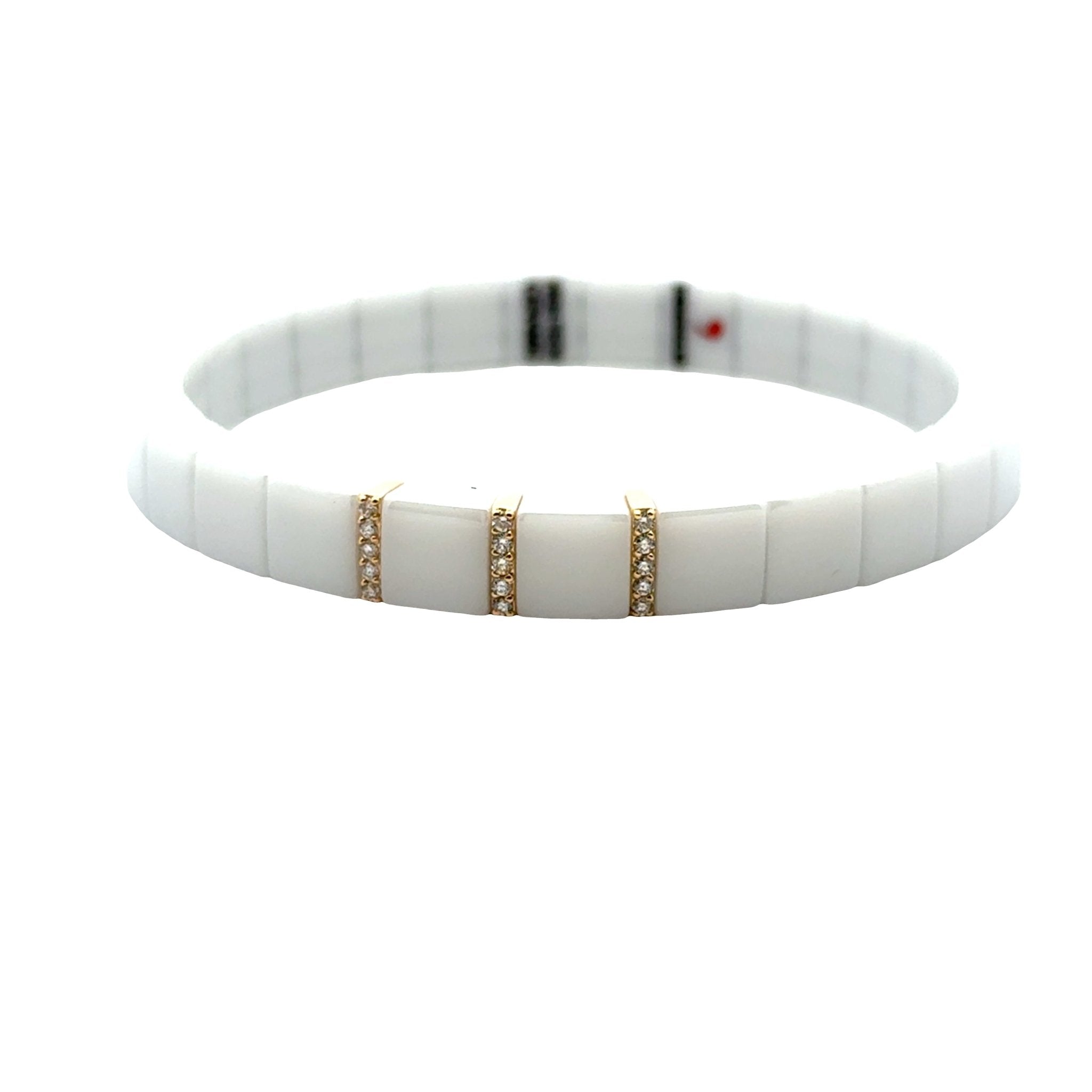 White Ceramic Stretch Bracelet - Kelly Wade Jewelers