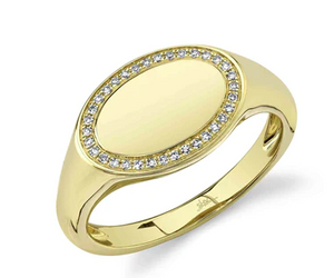 
                
                    Load image into Gallery viewer, 14KY Oval Diamond Signet Ring
                
            