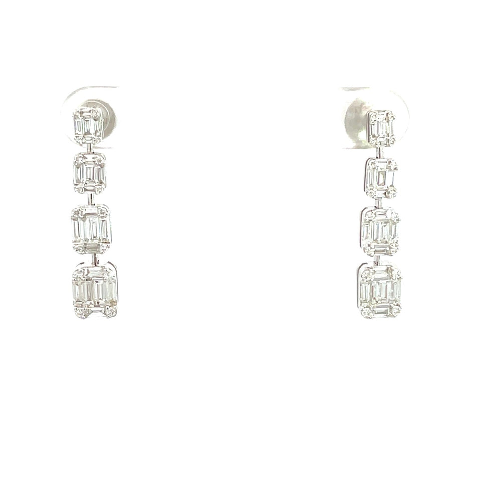 
                
                    Load image into Gallery viewer, 18KW Illusion Set Diamond Dangle Earrings
                
            
