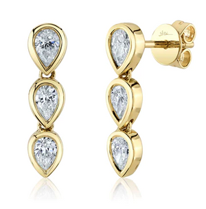 Bezel set diamond drop earrings