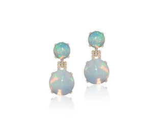 Goshwara double drop opal and diamond earrings