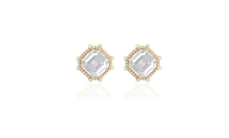 Goshwara moon quartz and diamond stud earrings