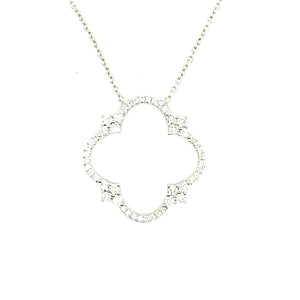 Open diamond clover pendant on chain necklace