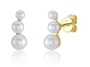 14k yellow gold and pearl earrings