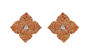 Piranesi Orange Sapphire Earrings with Diamond Center