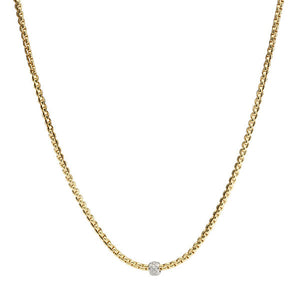 Fope thin necklace with pave diamond rondel