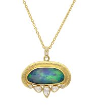 Gurhan oval opal pendant on chain necklace