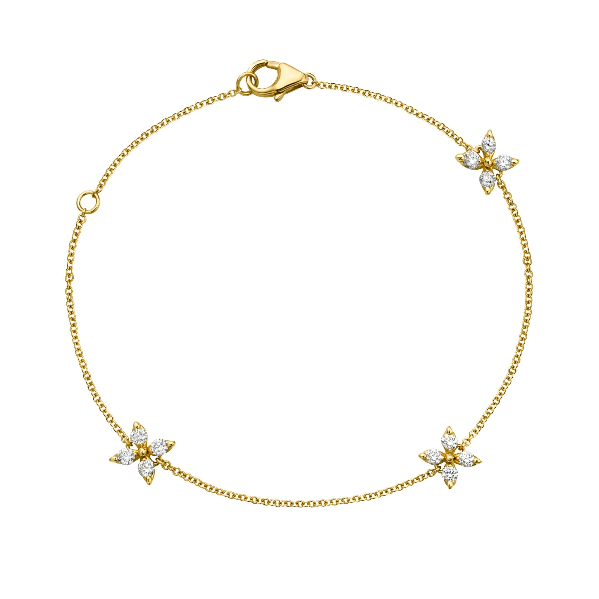 14k rose gold 3 diamond flower - Kelly Wade Jewelers