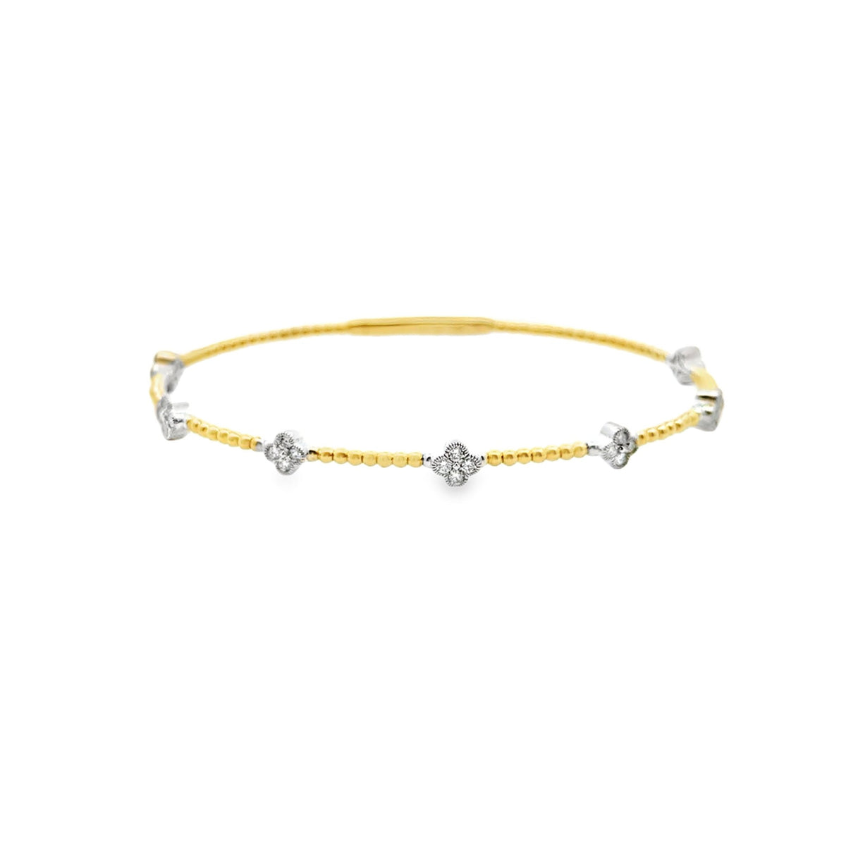 14k two tone 7 diamond flower - Kelly Wade Jewelers