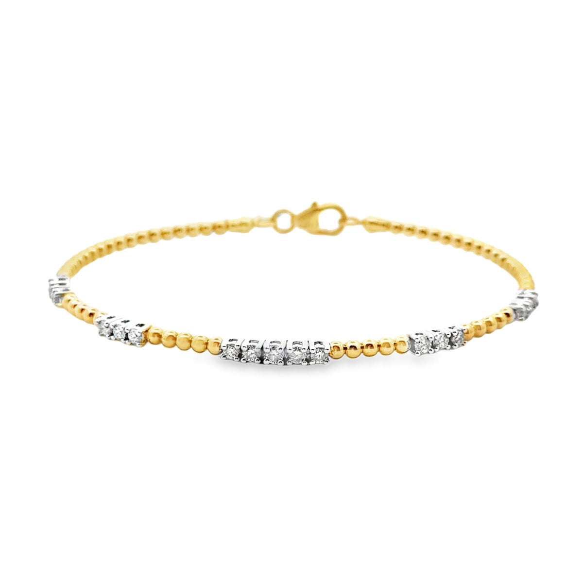 14k two tone gold beaded flexi - Kelly Wade Jewelers