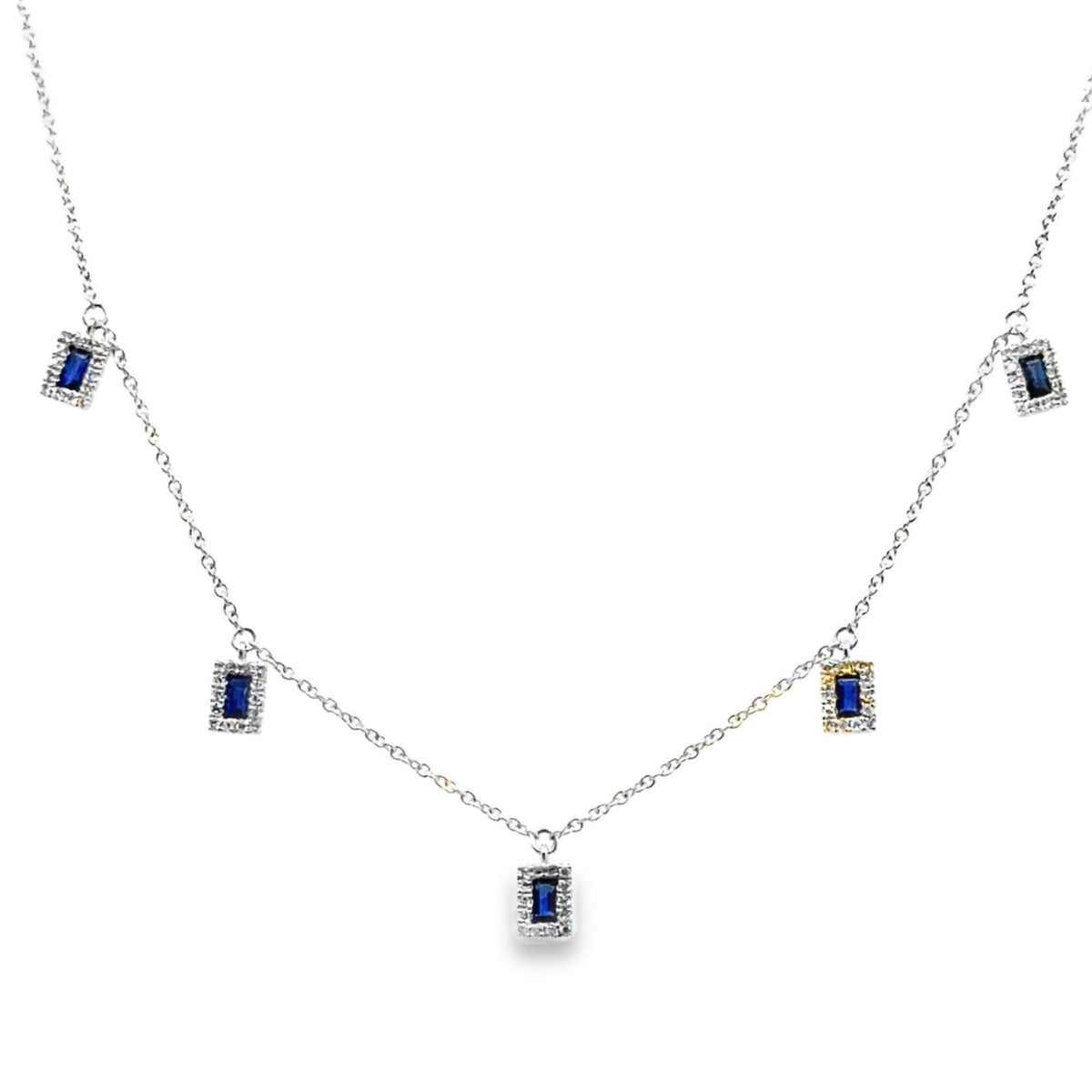 14k white gold 5 baguette sapp - Kelly Wade Jewelers