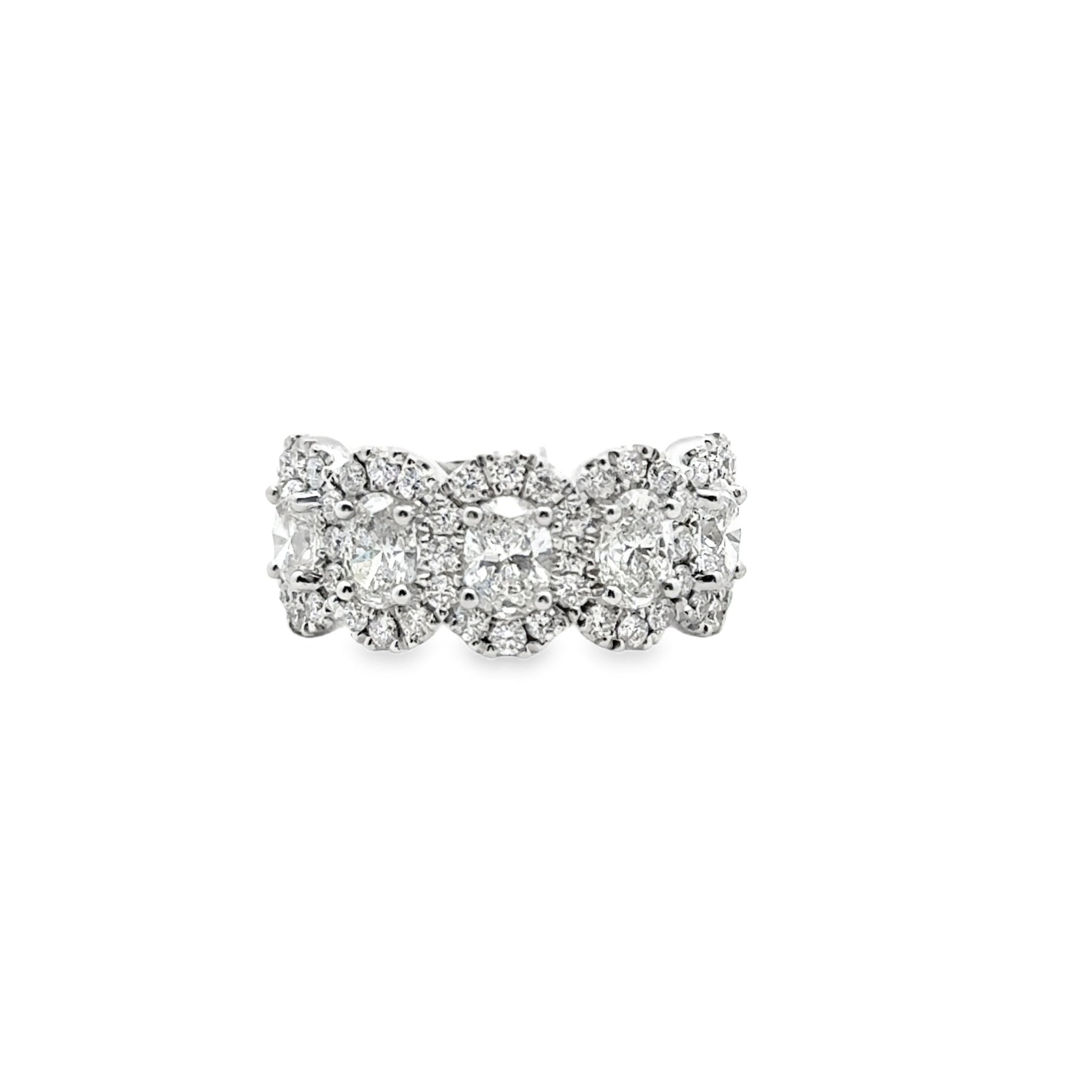 14k white gold 5 oval diamonds - Kelly Wade Jewelers