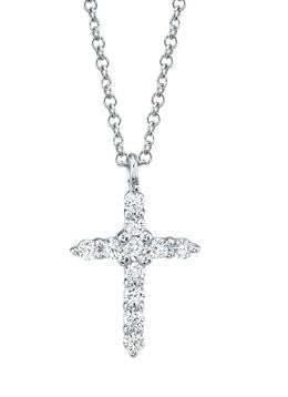 14k white gold diamond cross n - Kelly Wade Jewelers