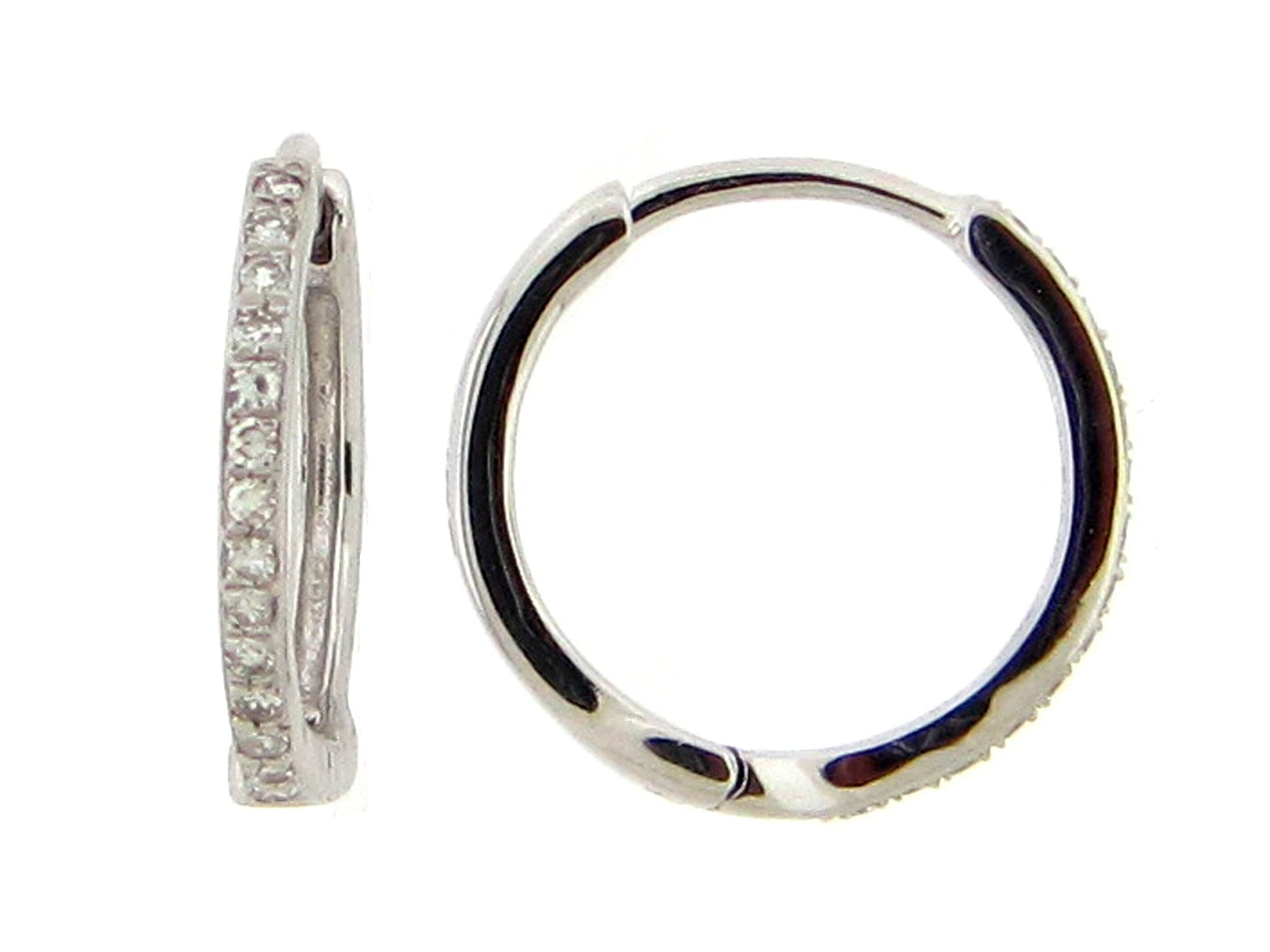 14k white gold diamond huggie - Kelly Wade Jewelers