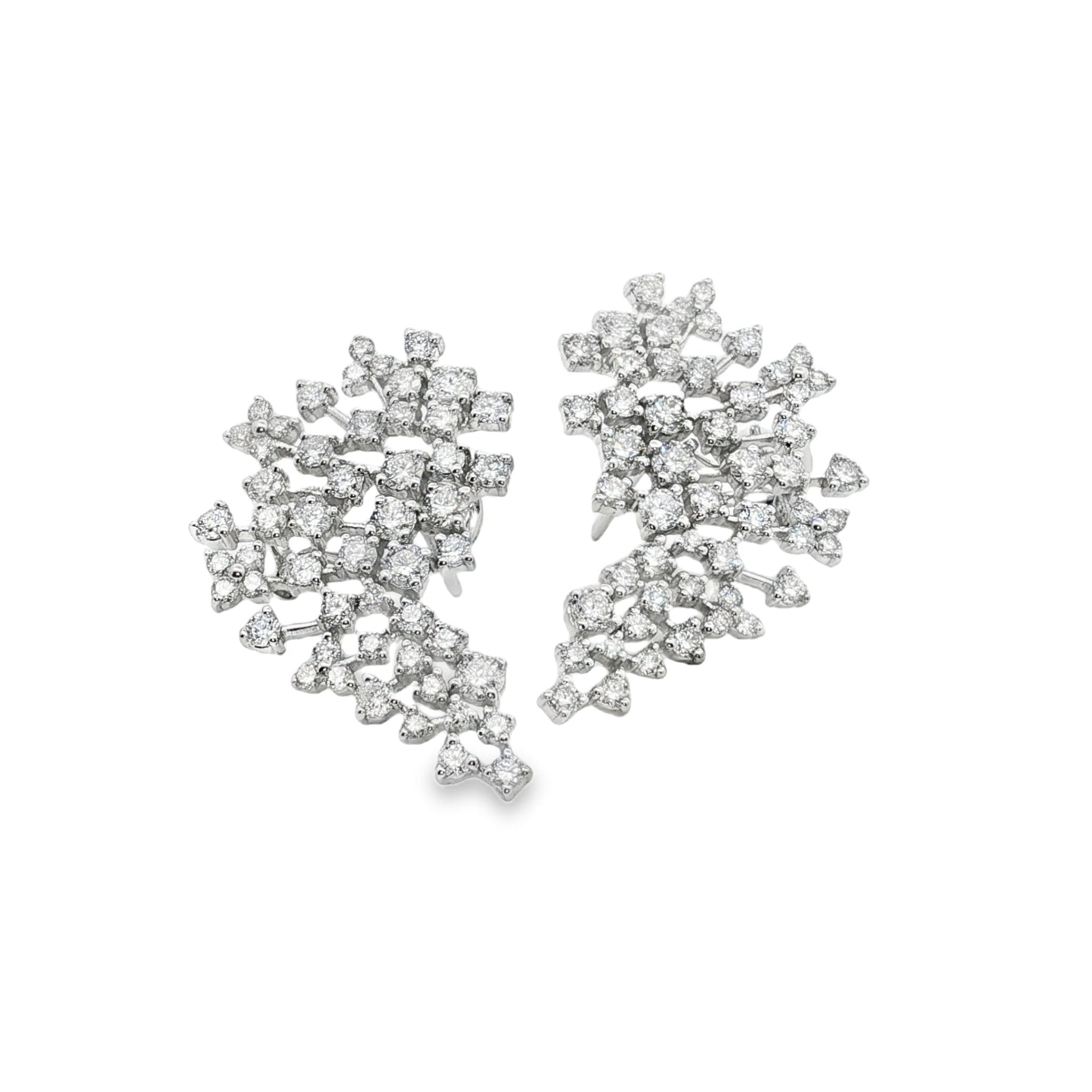14k white gold spray diamond e - Kelly Wade Jewelers