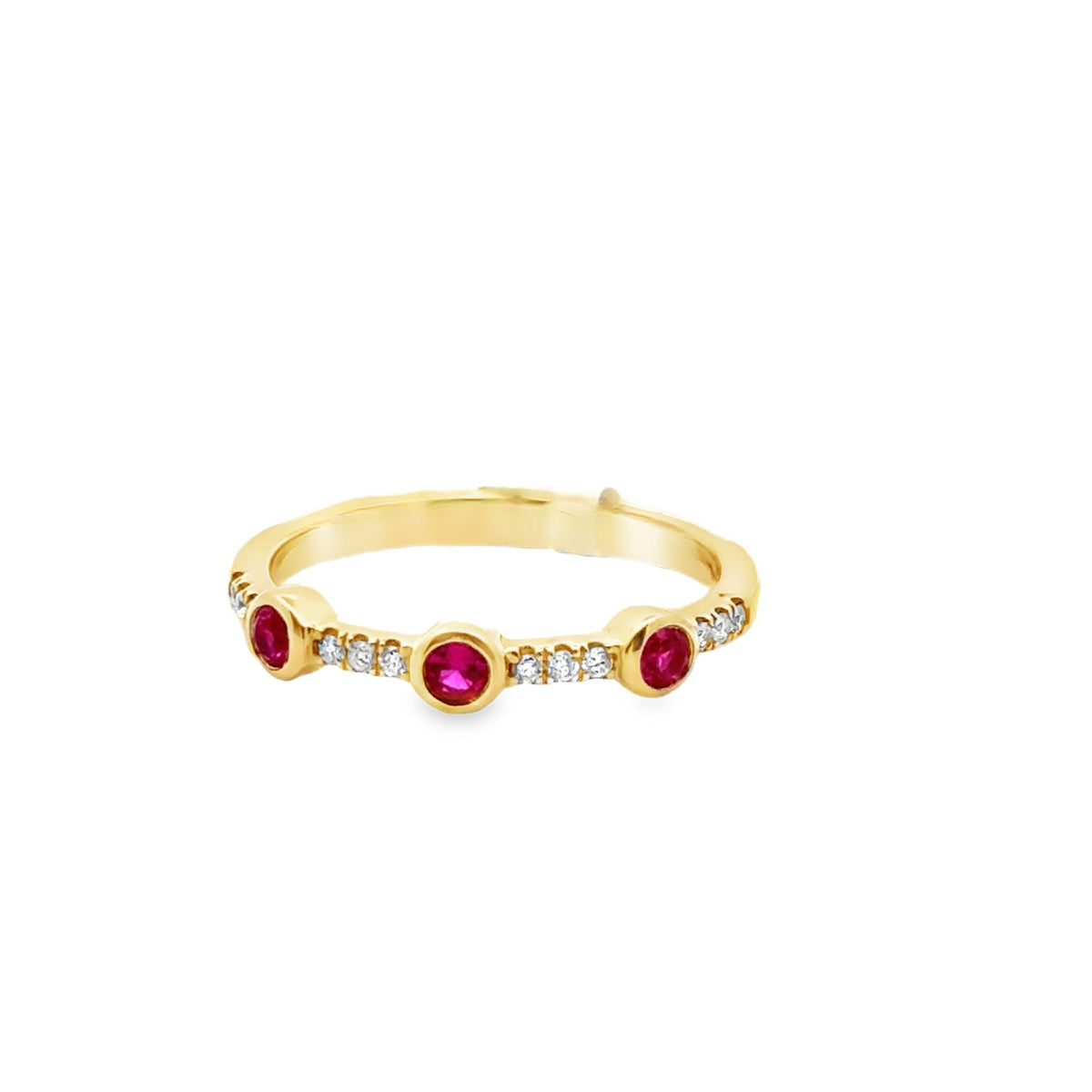 14k yellow gold 3 bezel set ru - Kelly Wade Jewelers