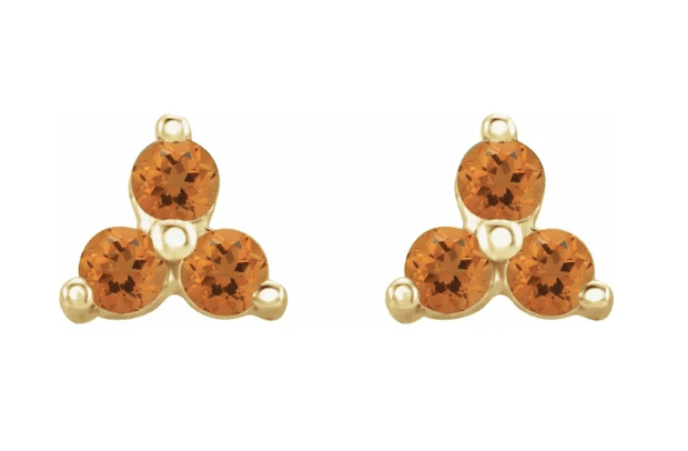 14k yellow gold 3 citrine clus - Kelly Wade Jewelers