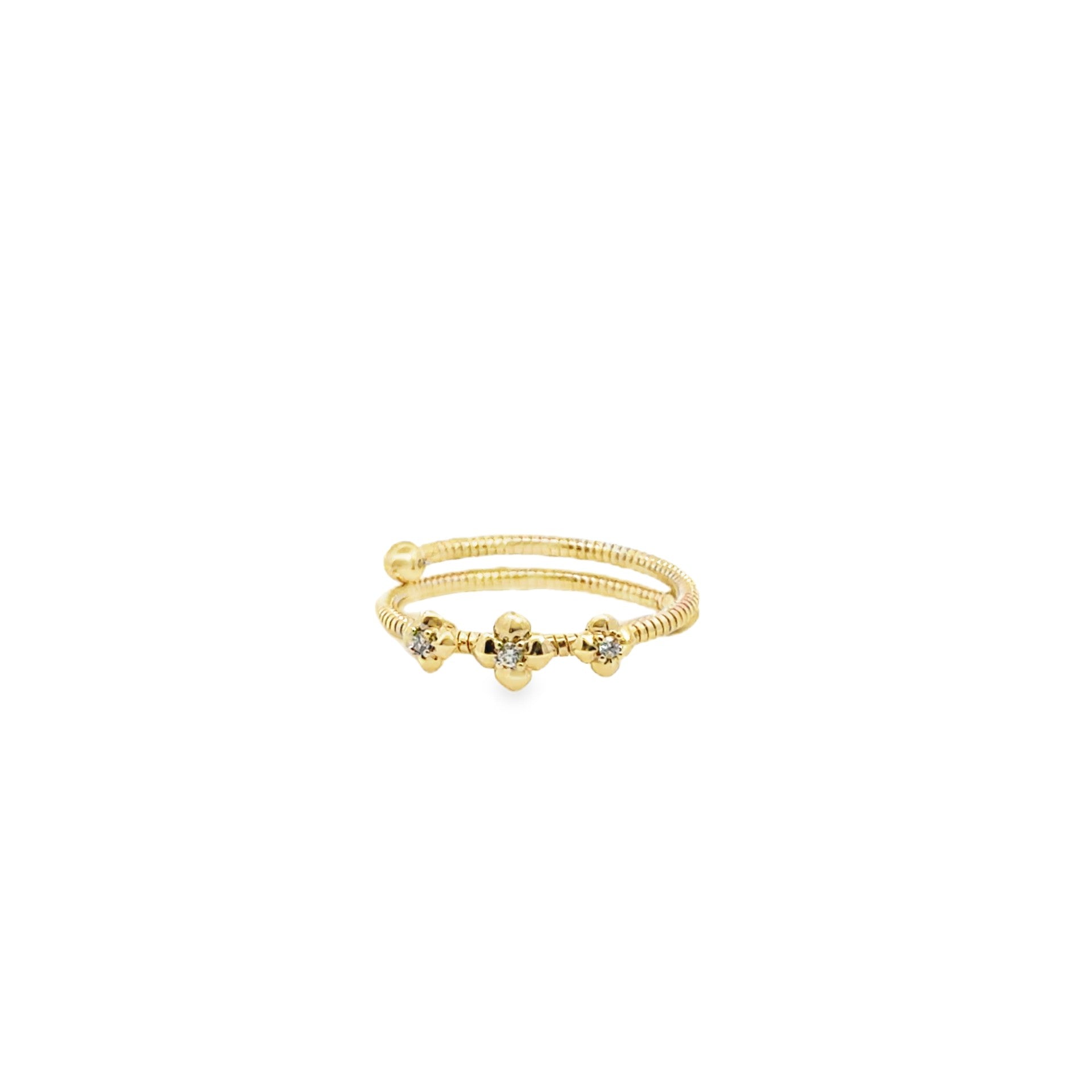 14k yellow gold 3 flowers with - Kelly Wade Jewelers
