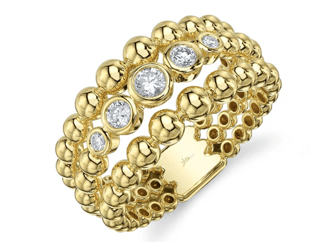 14k yellow gold 3 row bezel se - Kelly Wade Jewelers
