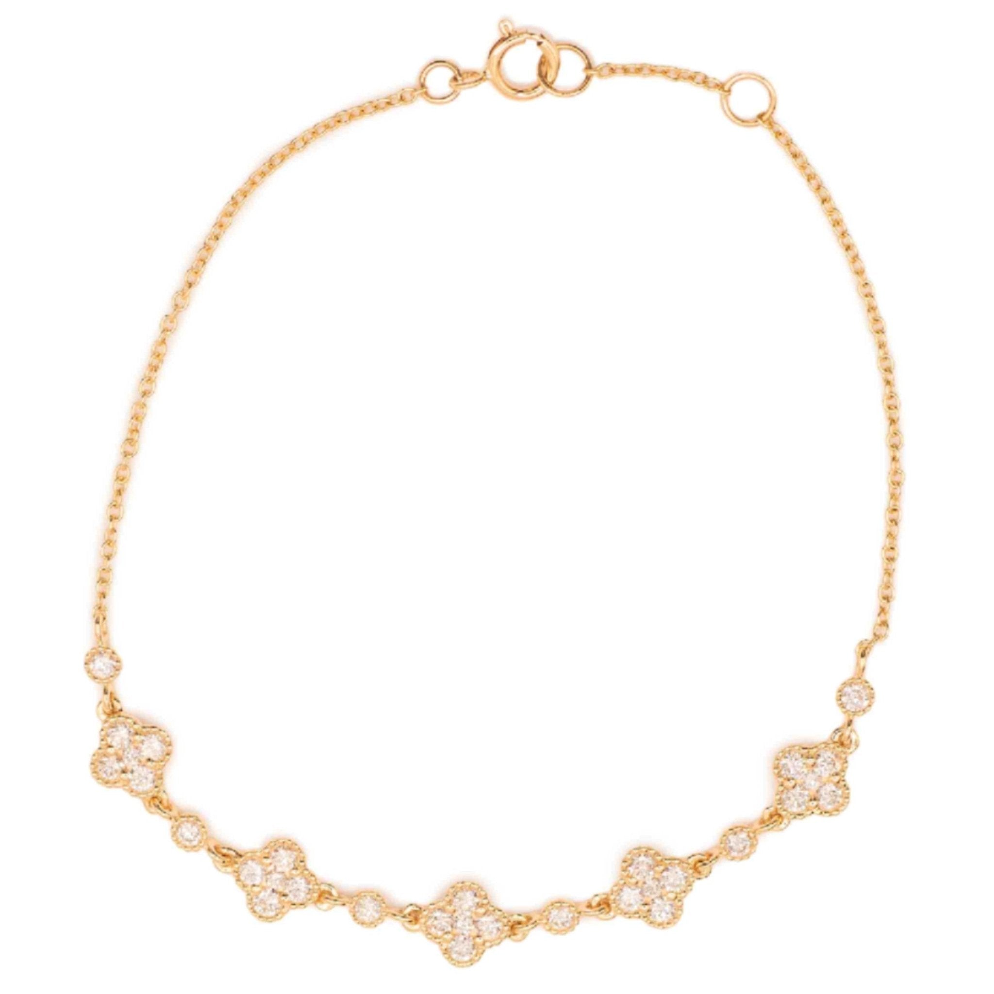 14k yellow gold 5 diamond clov - Kelly Wade Jewelers