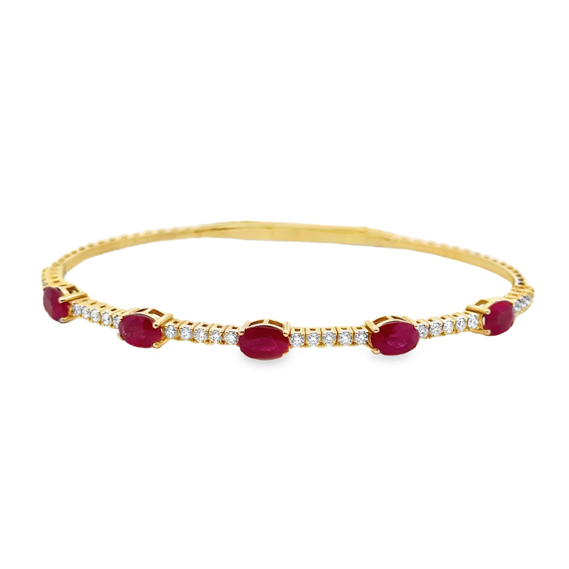 14k yellow gold 5 oval rubies - Kelly Wade Jewelers