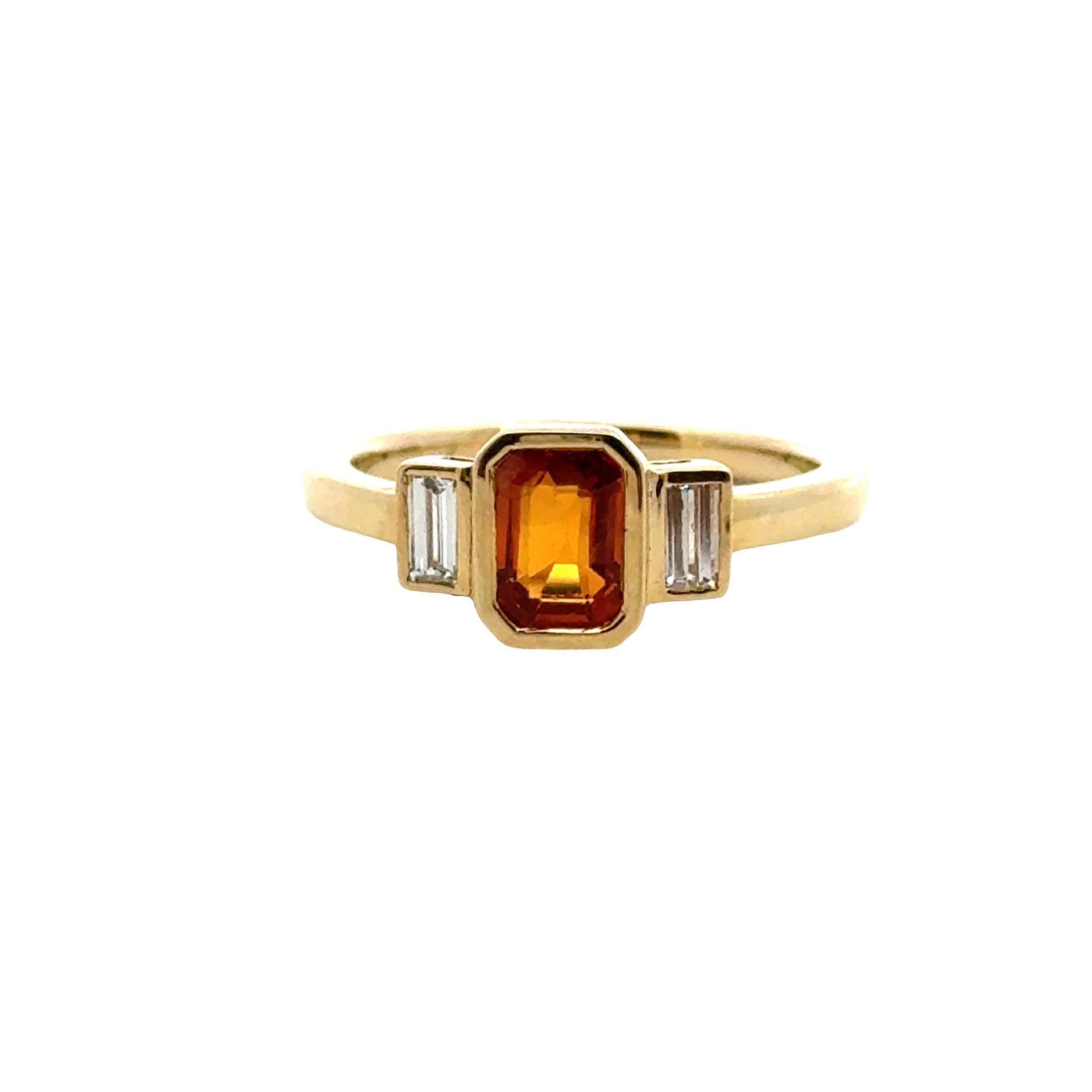 14k yellow gold bezel set emer - Kelly Wade Jewelers