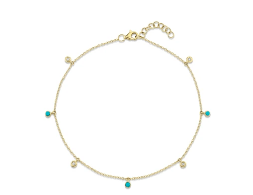 14k yellow gold bezel set turq - Kelly Wade Jewelers