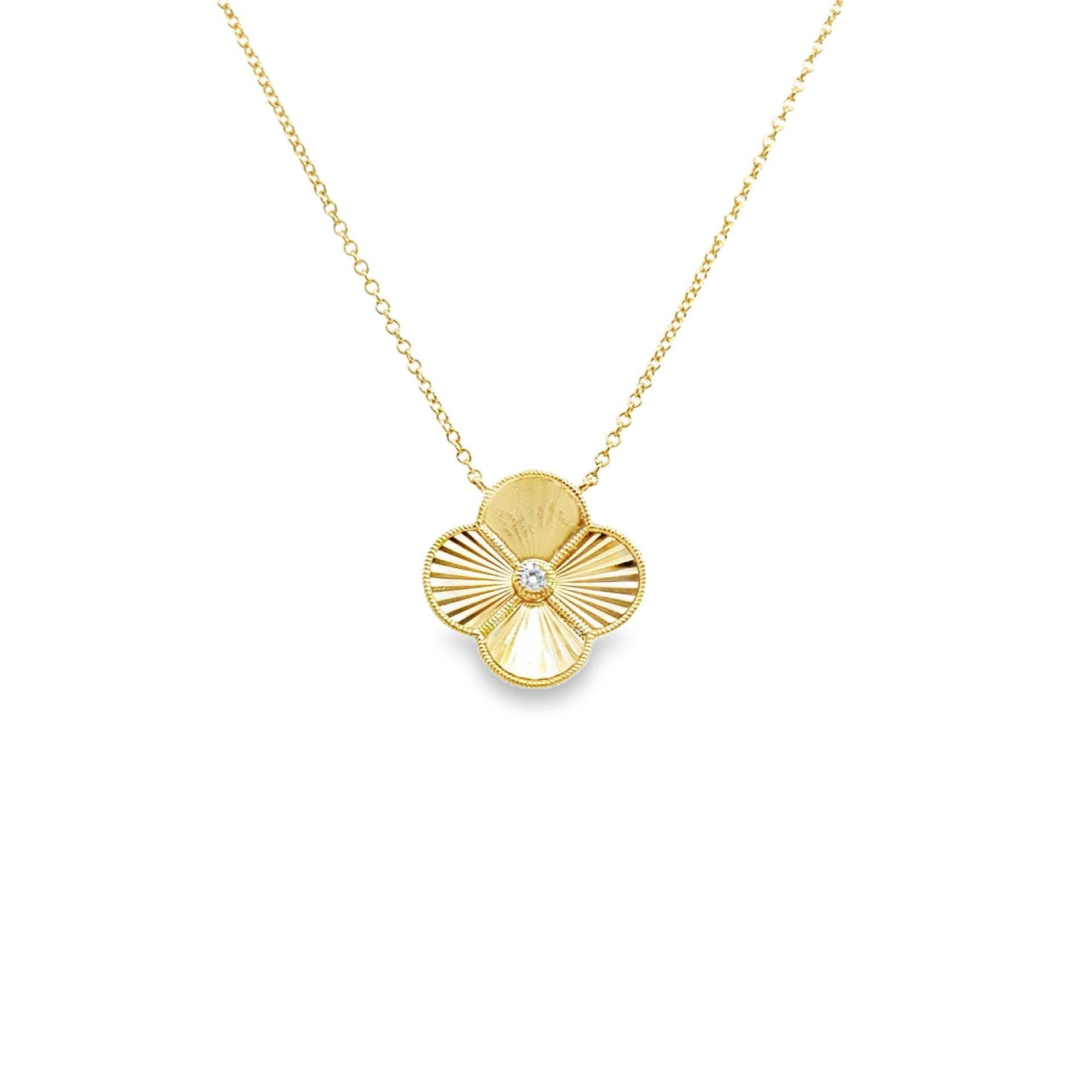 14k yellow gold clover pendant - Kelly Wade Jewelers