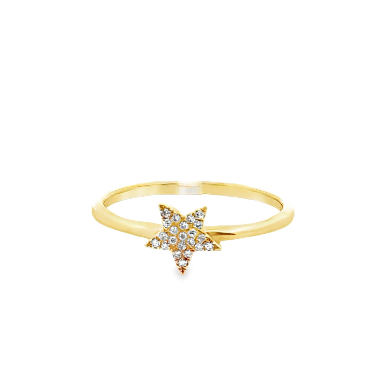 14k yellow gold diamond star r - Kelly Wade Jewelers