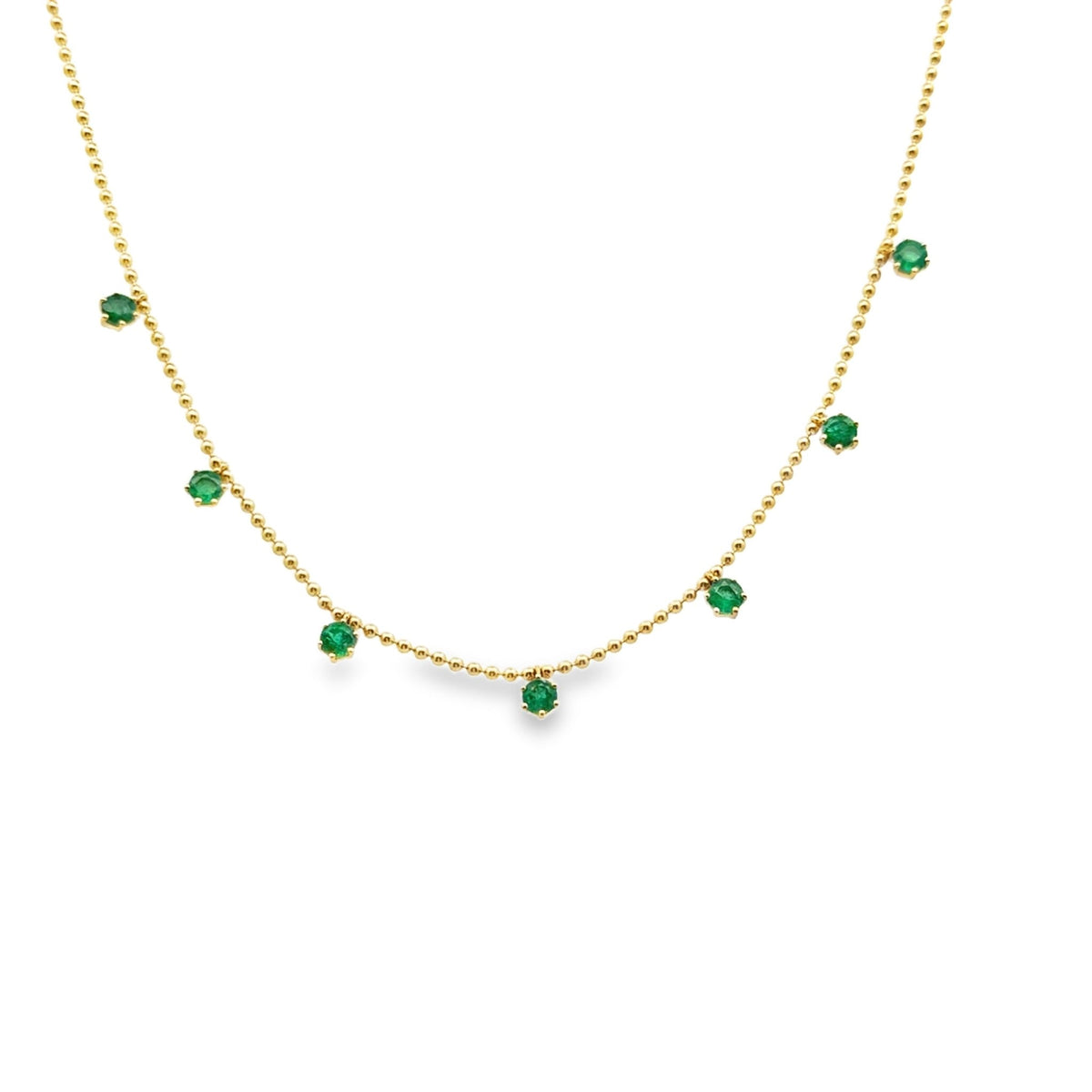 14k yellow gold emerald dangle - Kelly Wade Jewelers