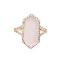 14k yellow gold long hexagon m - Kelly Wade Jewelers