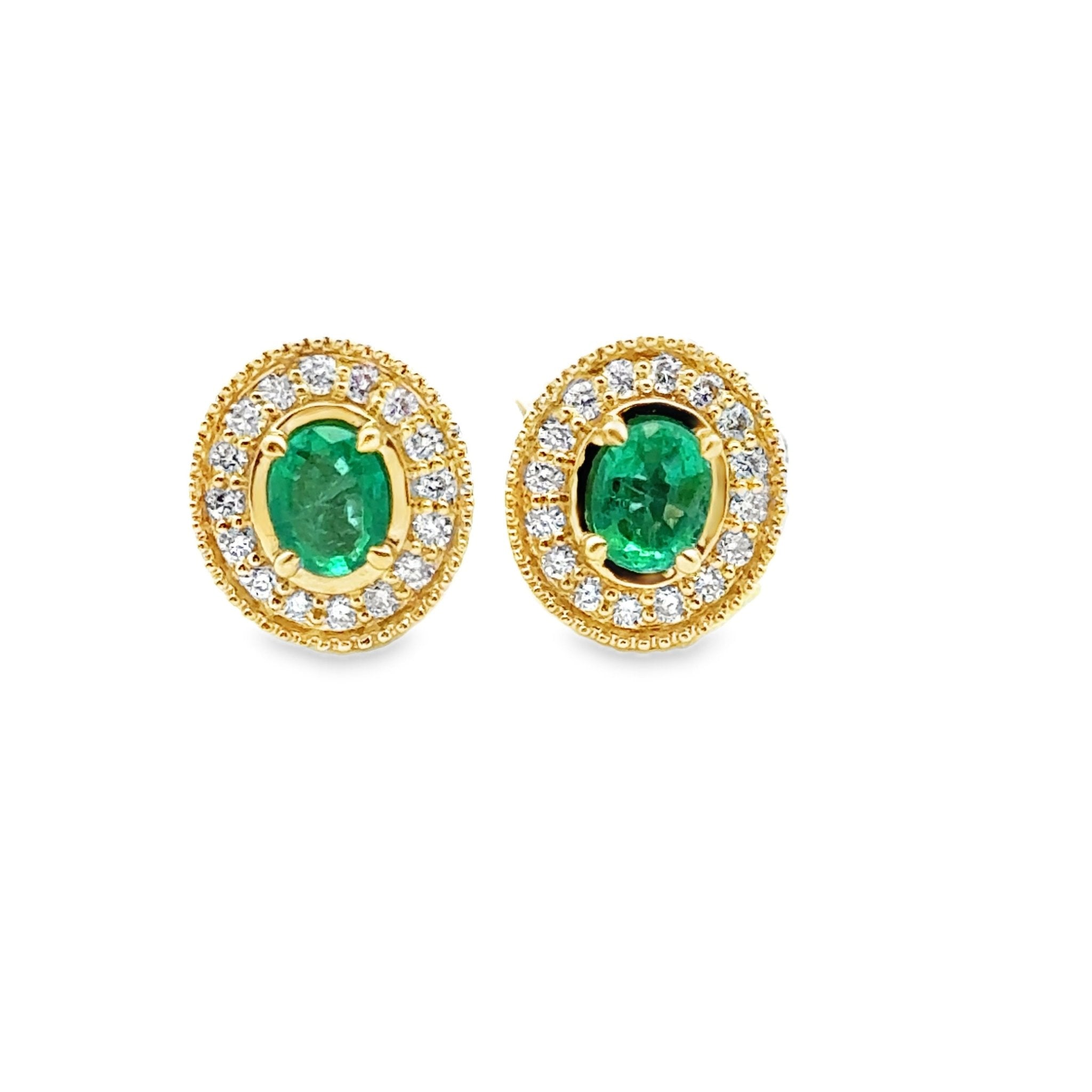 14k yellow gold oval emerald w - Kelly Wade Jewelers