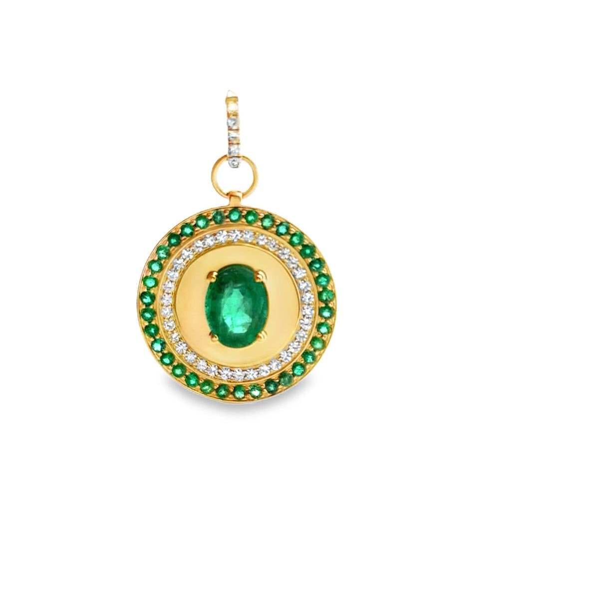 14k yellow gold oval emerald w - Kelly Wade Jewelers