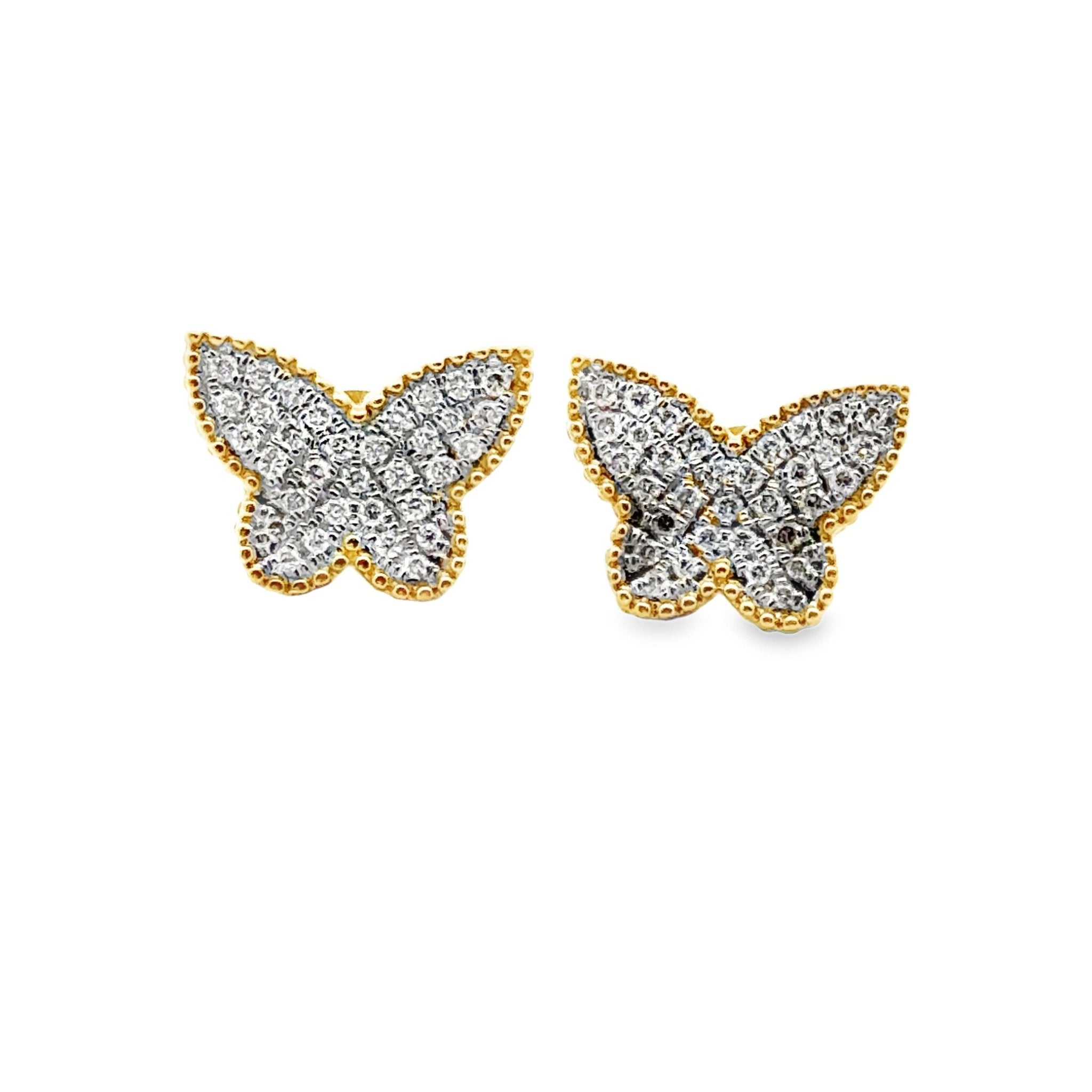 14k yellow gold pave diamond b - Kelly Wade Jewelers