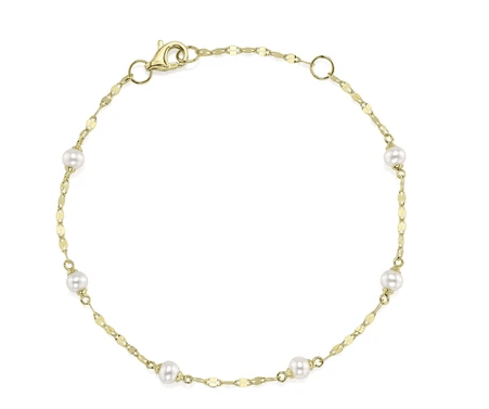 14k yellow gold pearl stations - Kelly Wade Jewelers