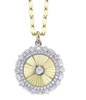 14k yellow gold ribbed circle - Kelly Wade Jewelers