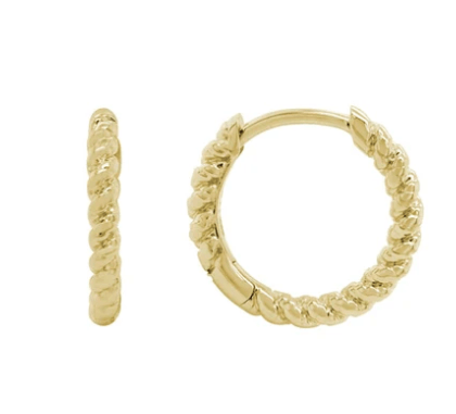 14k yellow gold rope small hoo - Kelly Wade Jewelers