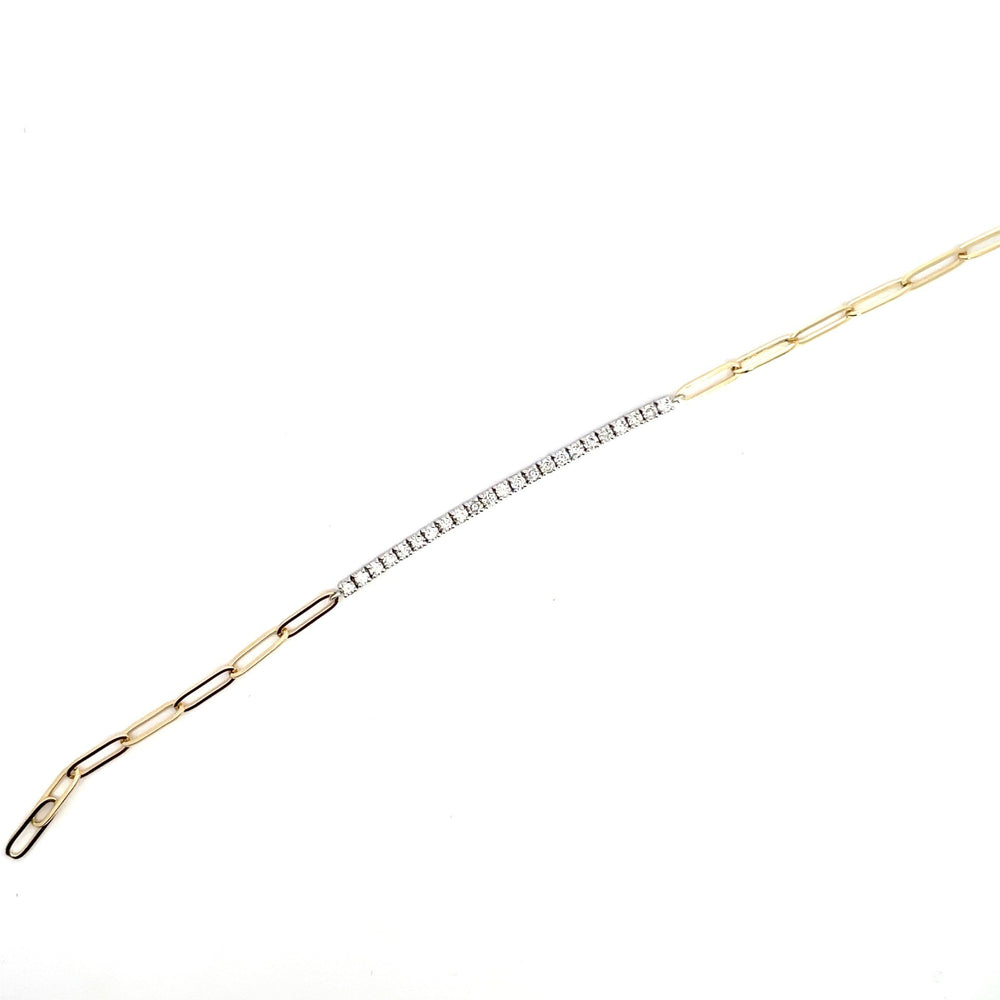 14KY Half Link and Half Diamond Tennis Bracelet - Kelly Wade Jewelers Store