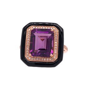 18k rose gold emerald cut amet - Kelly Wade Jewelers