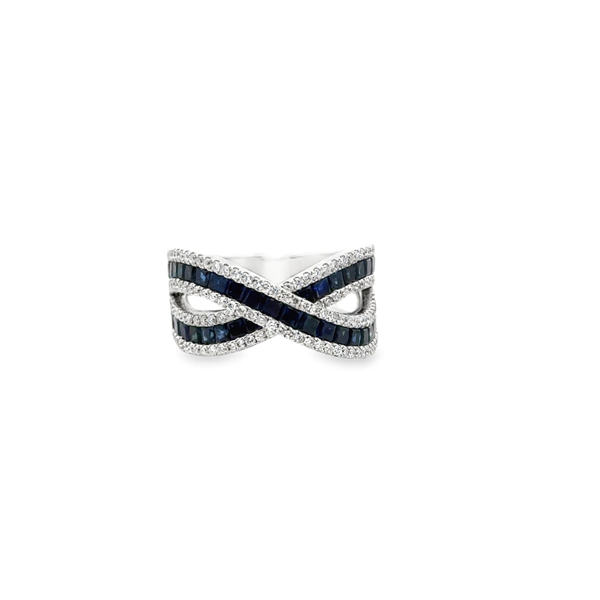18k white gold baguette sapphi - Kelly Wade Jewelers