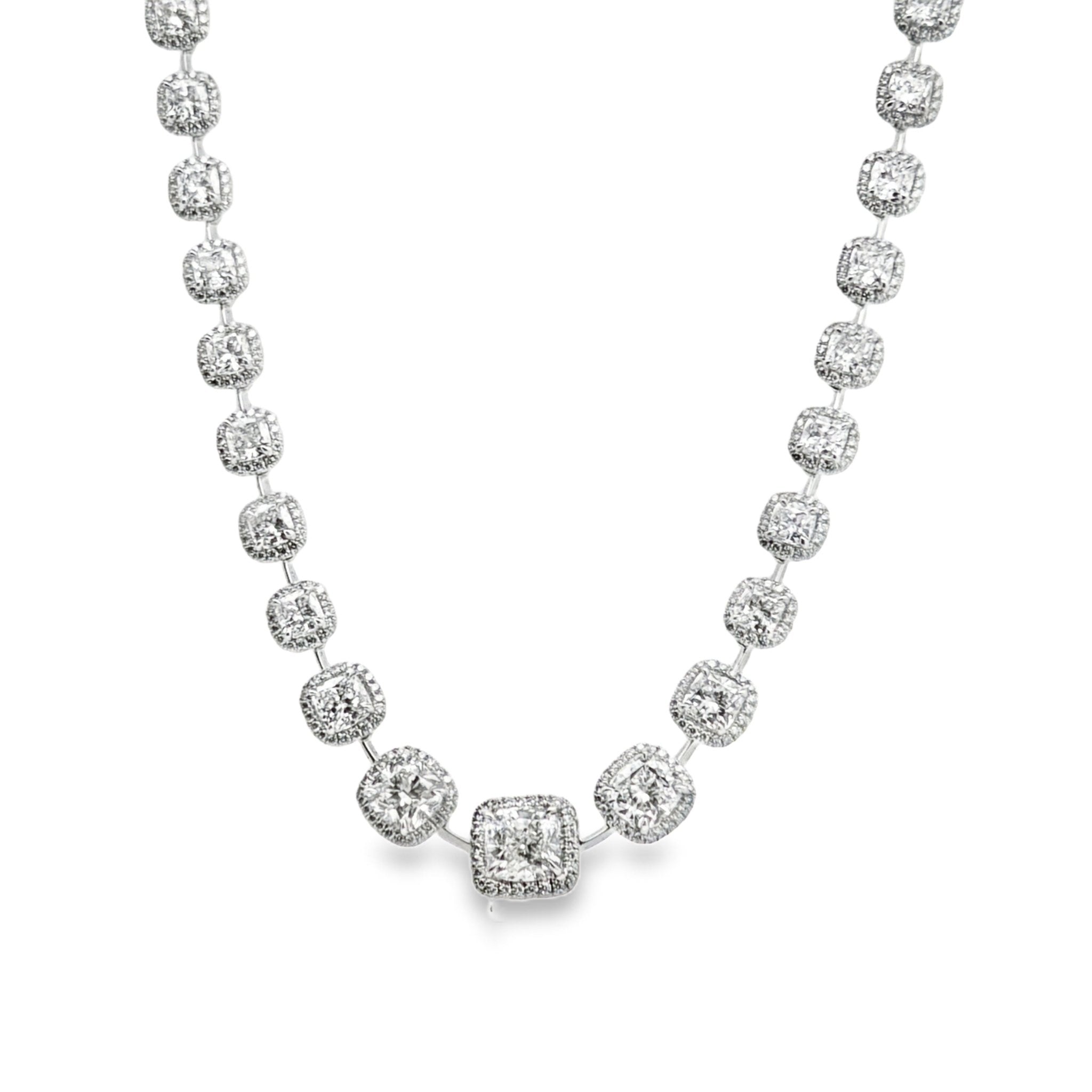 18k white gold graduated cushi - Kelly Wade Jewelers