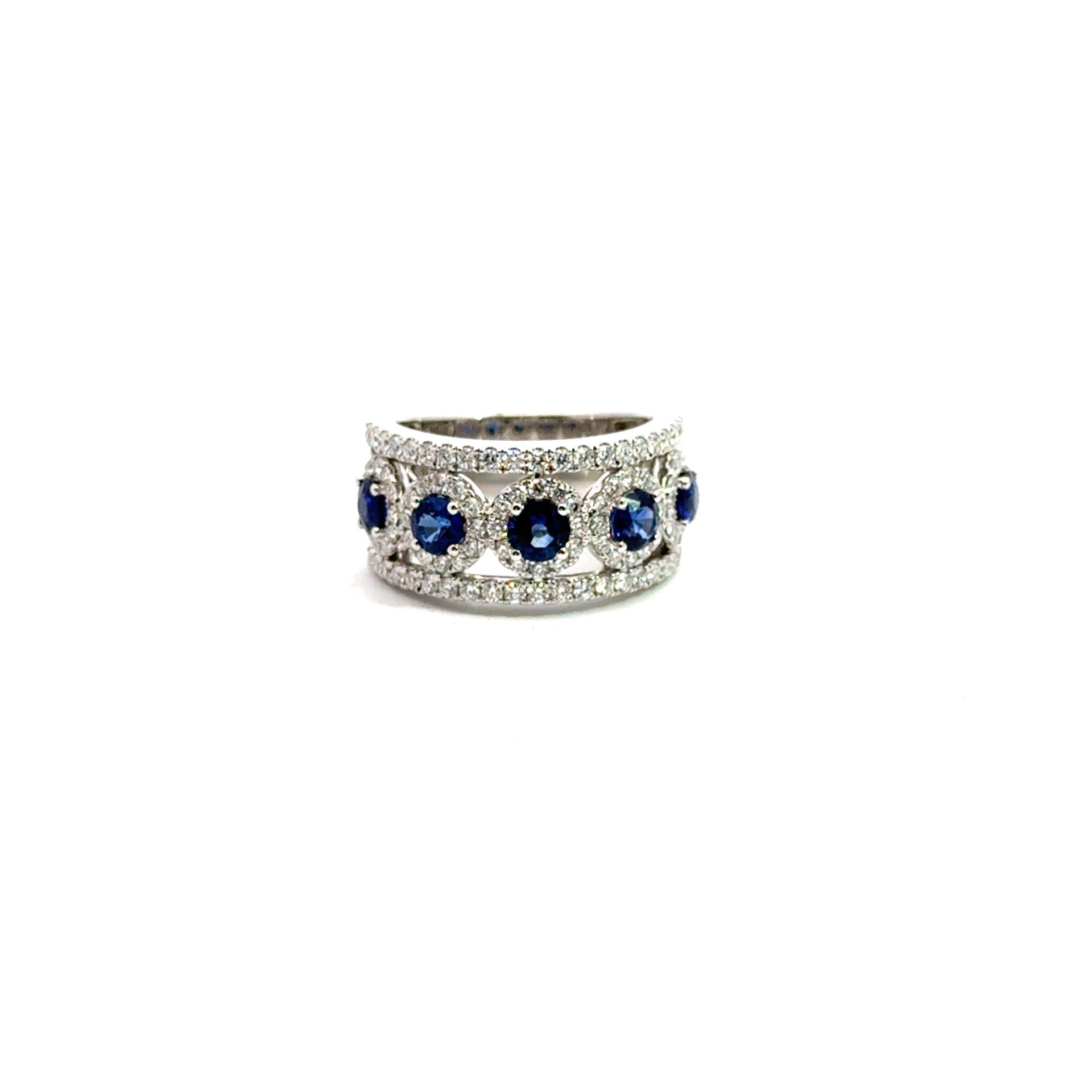 18k white gold round sapphire - Kelly Wade Jewelers Store