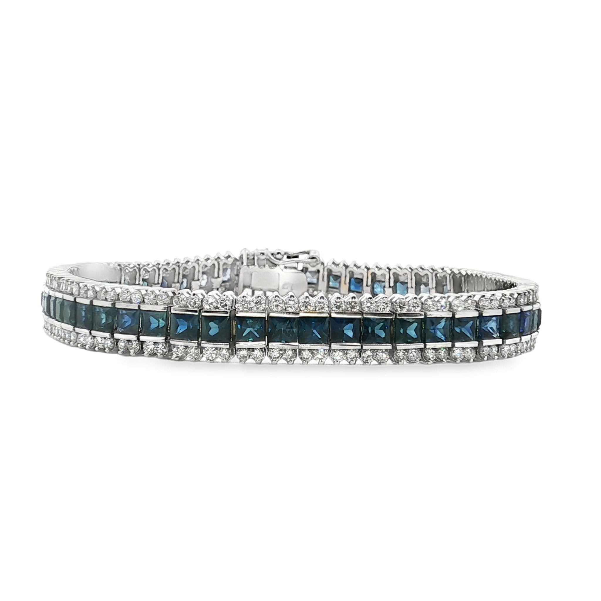 18k white gold square cut sapp - Kelly Wade Jewelers