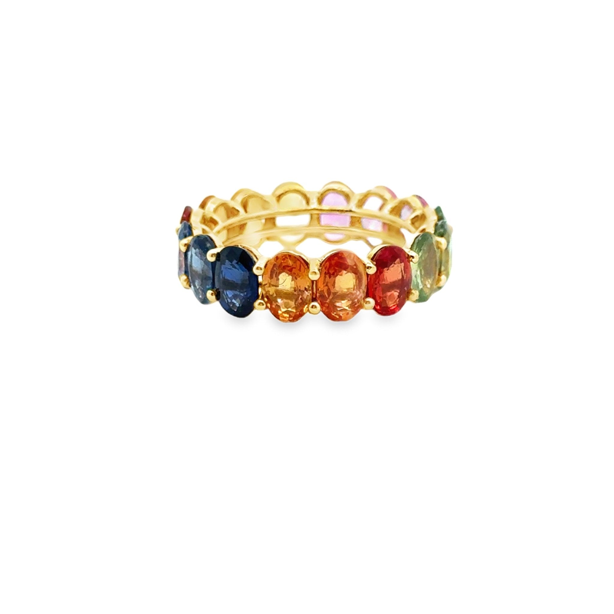 18k yellow gold oval rainbow s - Kelly Wade Jewelers