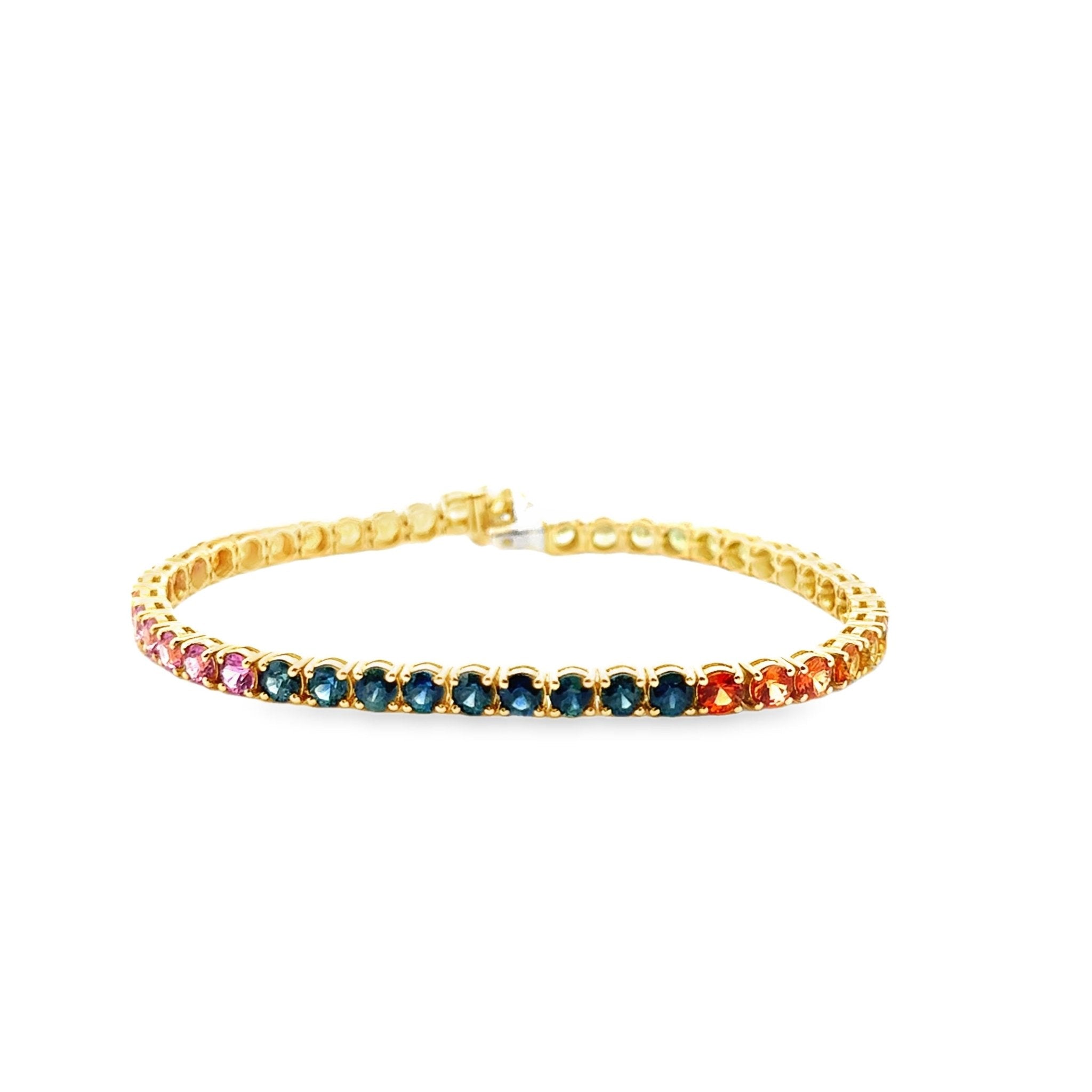 18k yellow gold rainbow sapphi - Kelly Wade Jewelers
