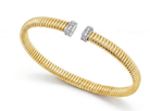 18k yellow gold ribbed open br - Kelly Wade Jewelers
