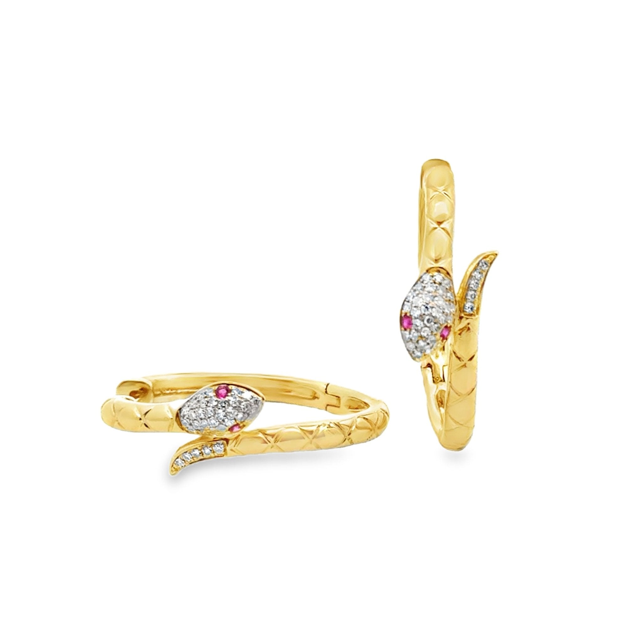 18k yellow gold snake hoop ear - Kelly Wade Jewelers
