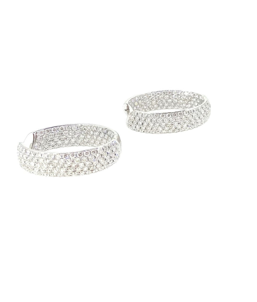 18KW Inside Out Pave Diamond Hoop Earrings - Kelly Wade Jewelers Store