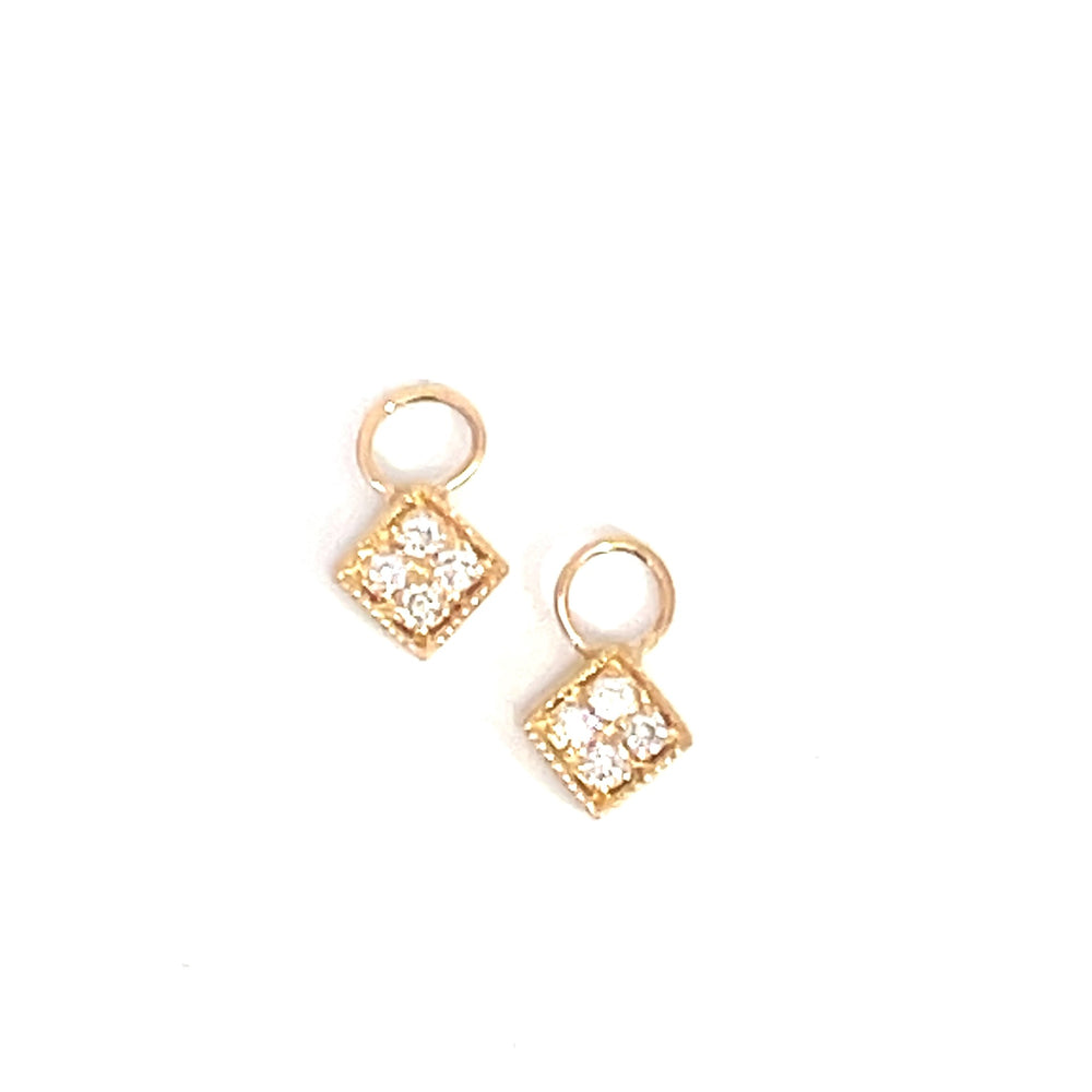 18KY Square Diamond Earring Charms
